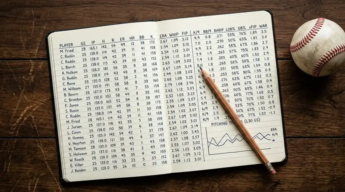 Otevřený analytický zápisník se statistikami nadhazovače MLB a poznámkami