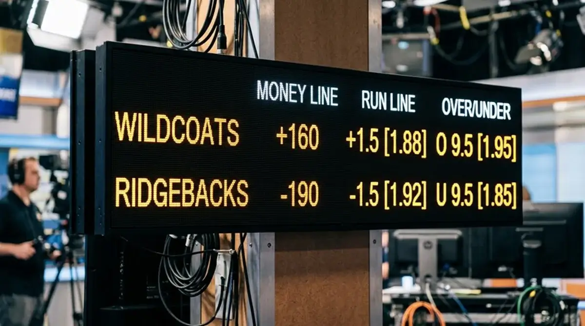 Tabule s kurzy MLB zápasu — money line, run line a totály